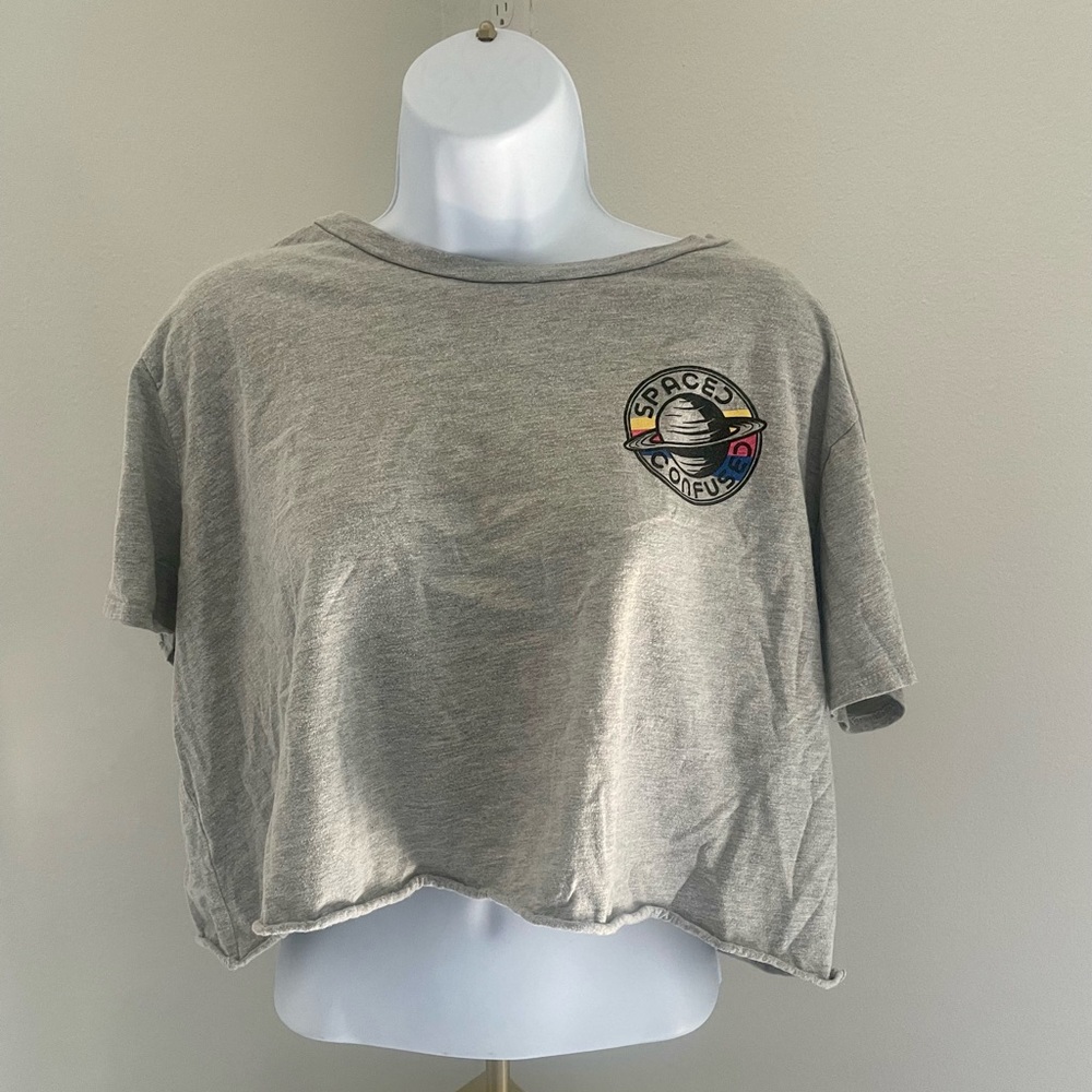Extra Large Light Gray Spaced & Confused Crop Top